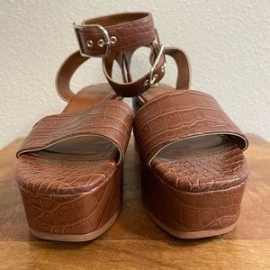 Brown Crocodile Platform Sandals